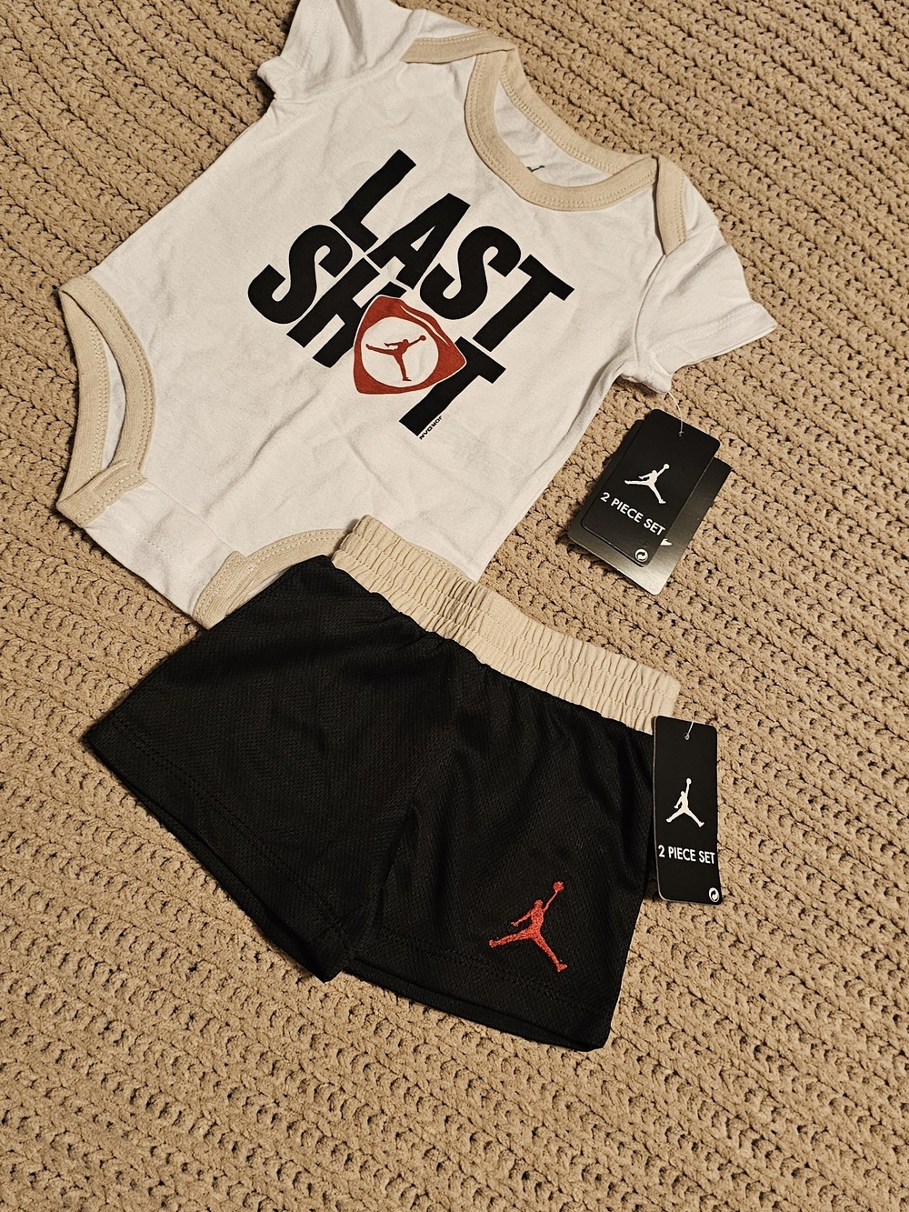 Jordan Baby Two-Piece Set - White, Black & Red Accents